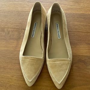 MANOLO BLAHNIK SUEDE FLATS, SIZE 37